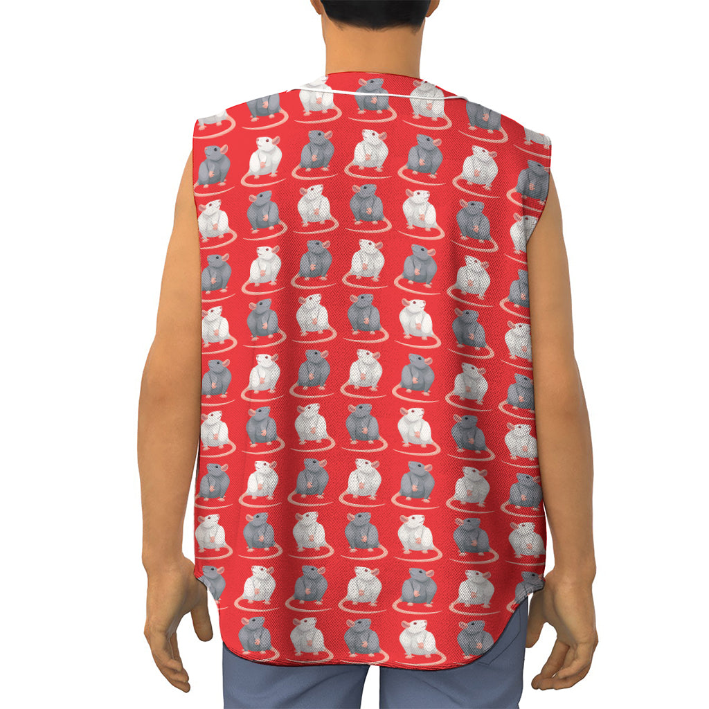 Chinese Rat Zodiac Pattern Print Sleeveless Baseball Jersey