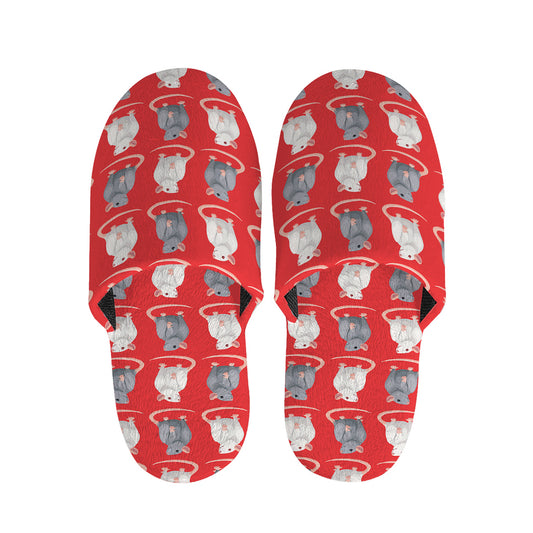 Chinese Rat Zodiac Pattern Print Slippers