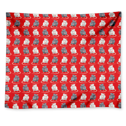 Chinese Rat Zodiac Pattern Print Tapestry