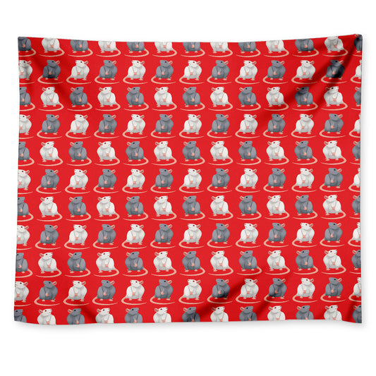 Chinese Rat Zodiac Pattern Print Tapestry