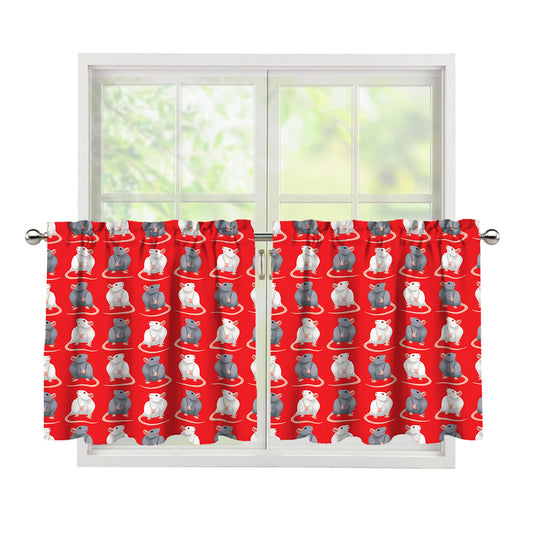 Chinese Rat Zodiac Pattern Print Tier Curtains