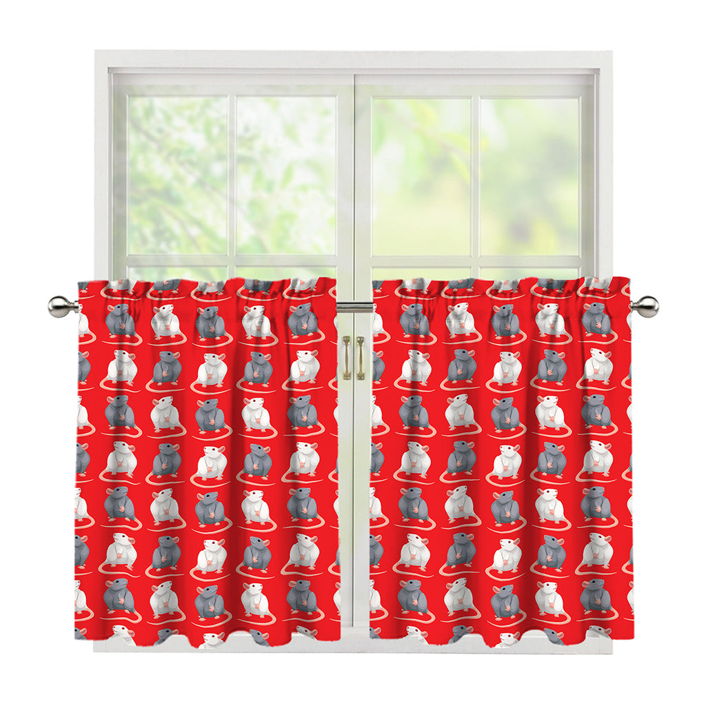 Chinese Rat Zodiac Pattern Print Tier Curtains