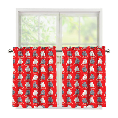 Chinese Rat Zodiac Pattern Print Tier Curtains