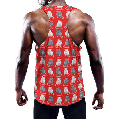 Chinese Rat Zodiac Pattern Print Training Tank Top
