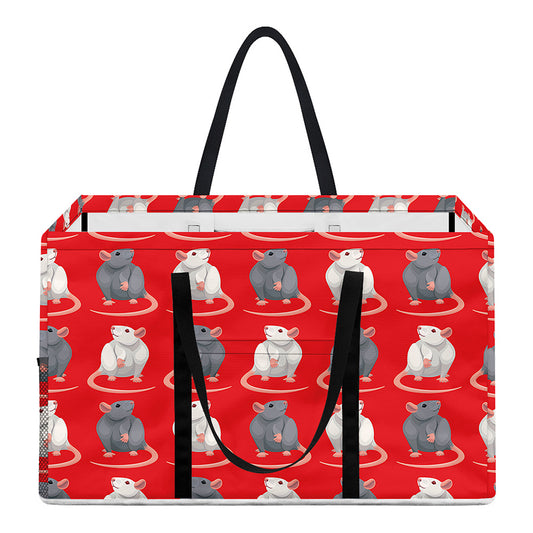 Chinese Rat Zodiac Pattern Print Utility Tote Bag
