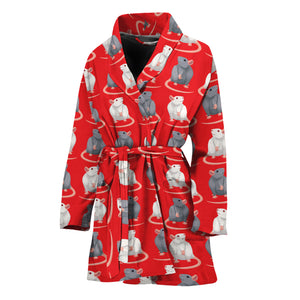 Chinese Rat Zodiac Pattern Print Women's Bathrobe