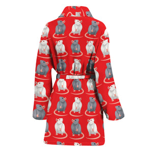 Chinese Rat Zodiac Pattern Print Women's Bathrobe