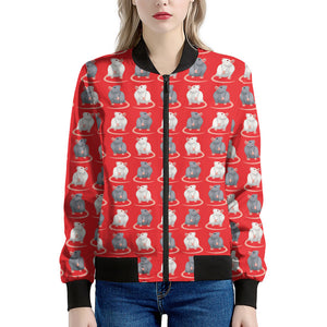 Chinese Rat Zodiac Pattern Print Women's Bomber Jacket