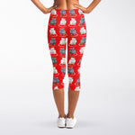 Chinese Rat Zodiac Pattern Print Women's Capri Leggings