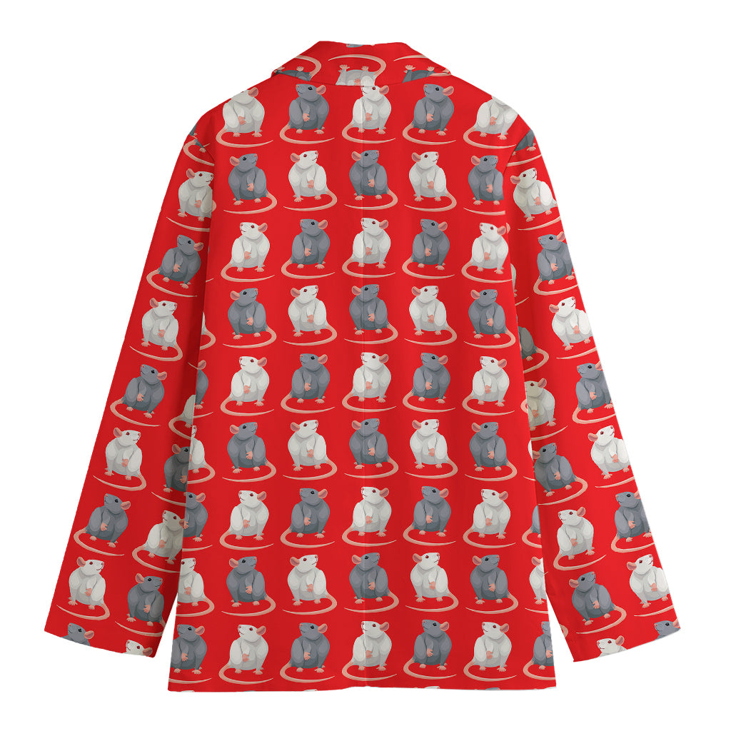 Chinese Rat Zodiac Pattern Print Women's Cotton Blazer