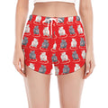 Chinese Rat Zodiac Pattern Print Women's Split Running Shorts