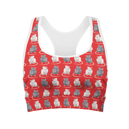Chinese Rat Zodiac Pattern Print Women's Sports Bra