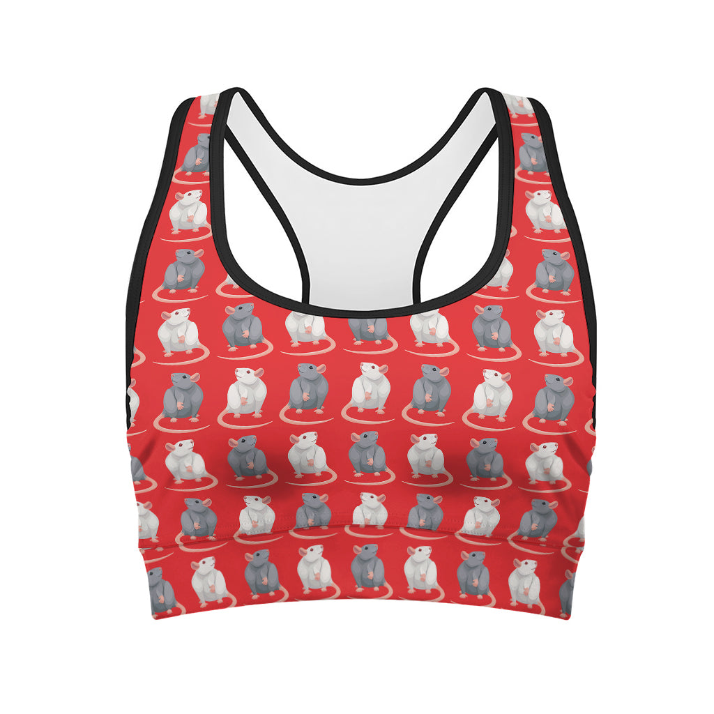 Chinese Rat Zodiac Pattern Print Women's Sports Bra