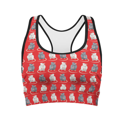 Chinese Rat Zodiac Pattern Print Women's Sports Bra