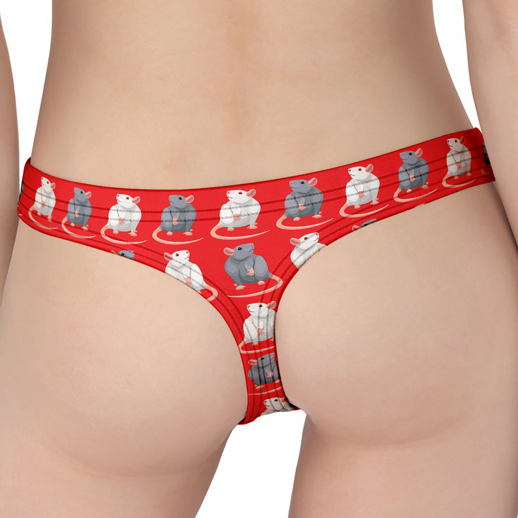 Chinese Rat Zodiac Pattern Print Women's Thong