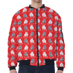 Chinese Rat Zodiac Pattern Print Zip Sleeve Bomber Jacket