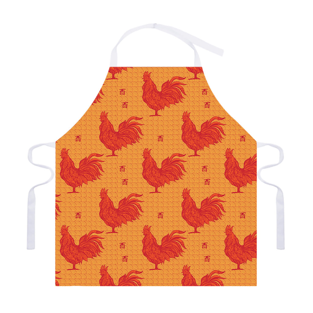 Chinese Rooster Pattern Print Adjustable Apron