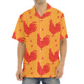 Chinese Rooster Pattern Print Aloha Shirt