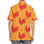 Chinese Rooster Pattern Print Aloha Shirt