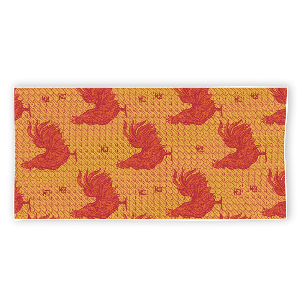 Chinese Rooster Pattern Print Beach Towel