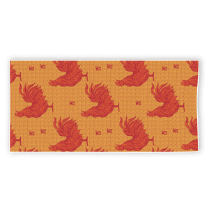 Chinese Rooster Pattern Print Beach Towel