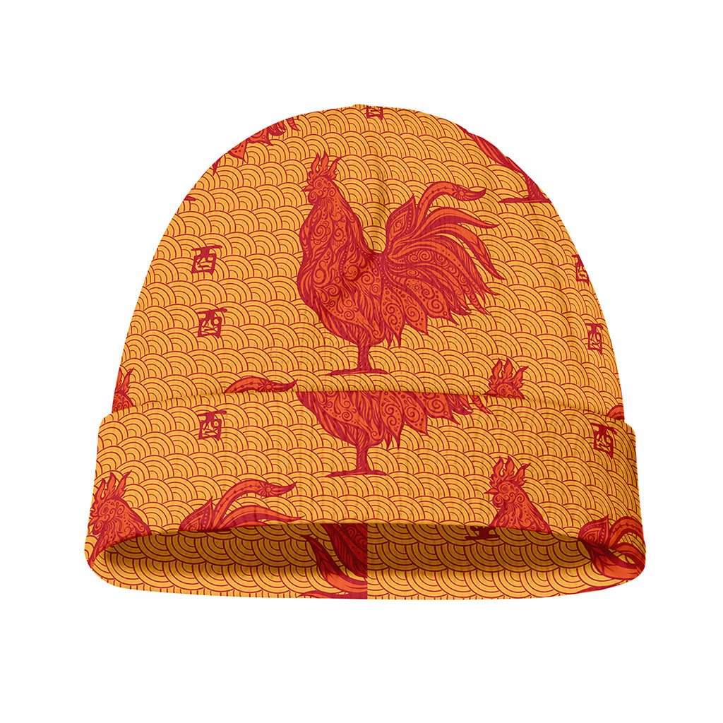 Chinese Rooster Pattern Print Beanie