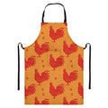 Chinese Rooster Pattern Print Bib Apron With Pocket
