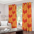 Chinese Rooster Pattern Print Dimout Grommet Curtains