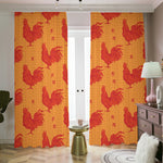 Chinese Rooster Pattern Print Blackout Pencil Pleat Curtains