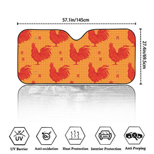 Chinese Rooster Pattern Print Car Windshield Sun Shade