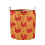 Chinese Rooster Pattern Print Collapsible Laundry Basket