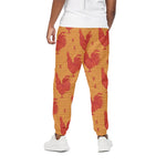 Chinese Rooster Pattern Print Cotton Pants
