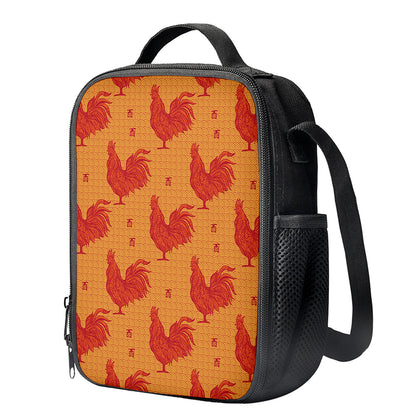 Chinese Rooster Pattern Print Crossbody Lunch Bag