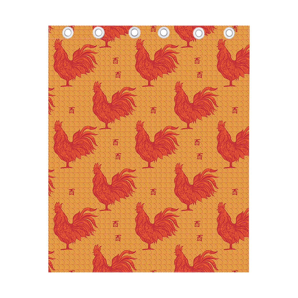 Chinese Rooster Pattern Print Curtain