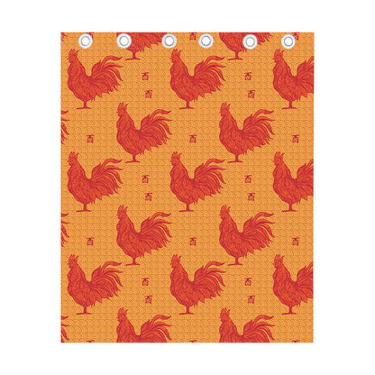 Chinese Rooster Pattern Print Curtain