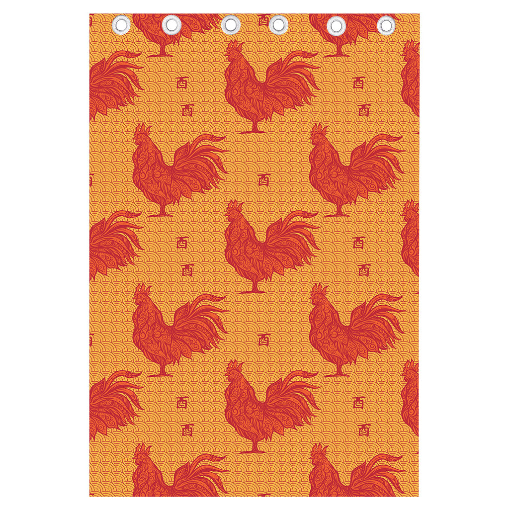 Chinese Rooster Pattern Print Curtain