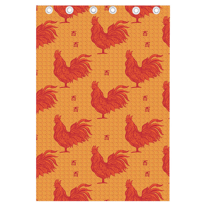 Chinese Rooster Pattern Print Curtain