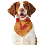 Chinese Rooster Pattern Print Dog Bandana