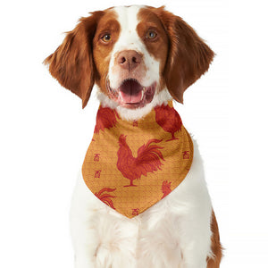 Chinese Rooster Pattern Print Dog Bandana