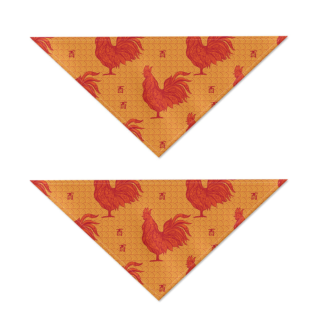 Chinese Rooster Pattern Print Dog Bandana