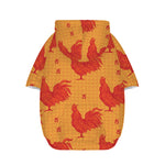 Chinese Rooster Pattern Print Dog Zip Up Hoodie