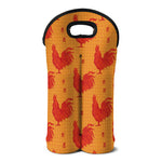 Chinese Rooster Pattern Print Double Neoprene Wine Tote