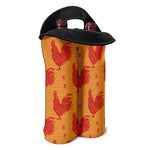 Chinese Rooster Pattern Print Double Neoprene Wine Tote