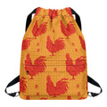 Chinese Rooster Pattern Print Drawstring Backpack