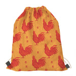 Chinese Rooster Pattern Print Drawstring Bag