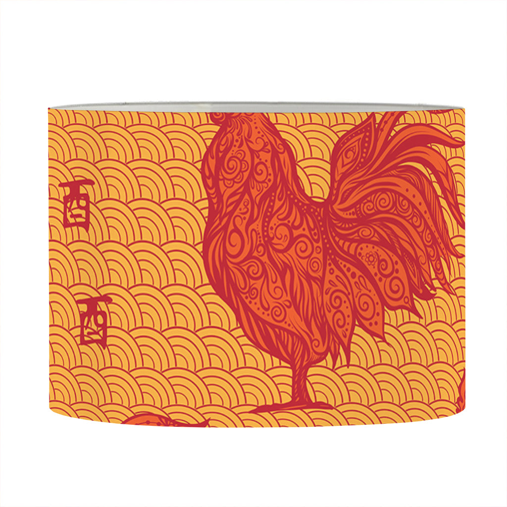 Chinese Rooster Pattern Print Drum Lamp Shade