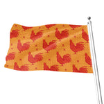 Chinese Rooster Pattern Print Flag