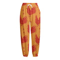Chinese Rooster Pattern Print Fleece Lined Knit Pants