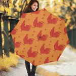 Chinese Rooster Pattern Print Foldable Umbrella