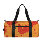 Chinese Rooster Pattern Print Gym Bag